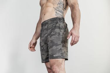 Nobull Lightweight Knit 7" Men's Shorts Dark Camo | Australia (BM0843)